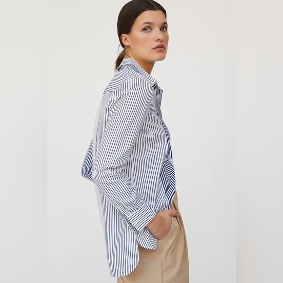 Harshman Blue & White Aurora Stripe Button Down Long Sleeve Shirt Size Small - Picture 7 of 8